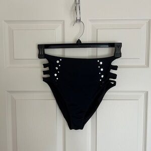Bar III black high waist swim bottoms cutout straps small